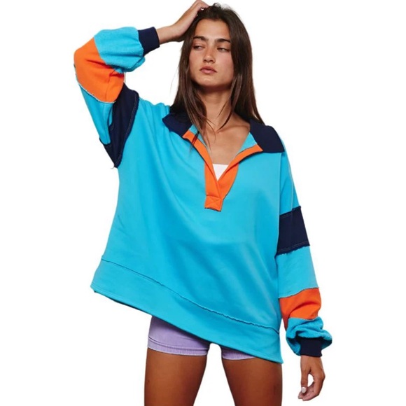 BUCKETLIST Sweaters - Bucketlist Womens Colorblock Oversized Sweater One Size Fits Most Cotton